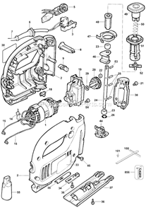 Page A Diagram and Parts List for JS350B Type 4 Black and Decker Jig Saw